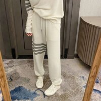 MT7V Thom Brow** Autumn Winter Ribbed Knit Gray Unisex Loose Casual Jogger Sweatpants Petite Sports Pants Trendy in