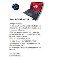 MTB gaming Asus ROG Flow Z13 (2023) (Core i9-13900H | DDR5 16GB | SSD NVME 512GB | RTX 4060)