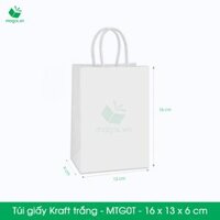 MTG0 MTG0T - 16x13x6 cm - Combo 25 túi giấy Kraft Nhật cao cấp - Trắng