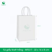 MTG1 MTG1T - 22x16x8 cm - Combo 25 túi giấy Kraft Nhật cao cấp - Trắng