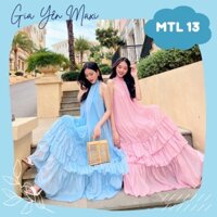 MTL 13 | Đầm maxi cổ yếm dáng suông chân bèo kèm dây eo | Maxi đi biển trơn vải voan thiết kế cao cấp [Gia Yên Maix]