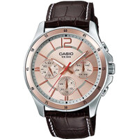 MTP-1374L-9AVDF | Đồng Hồ Casio | Nam | Dây Da | 6 Kim | Chống Nước WR50M