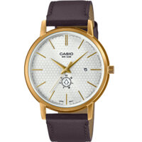 MTP-B125GL-7AV | Đồng Hồ Casio | Nam | Dây Da | Viền Mạ Vàng | Chống Nước WR50M