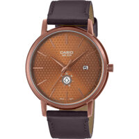 MTP-B125RL-5AVDF | Đồng Hồ Casio | Nam | Dây Da | Viền Mạ Vàng | Chống Nước WR50M