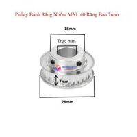MTS Puly Bánh Răng Nhôm MXL 40 Răng Bản 7mm Trục 5mm, 10mm