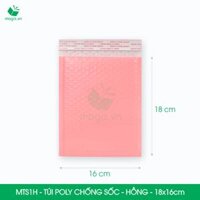 MTS1H -18x16cm - COMBO 100 TÚI GÓI HÀNG CHỐNG SỐC BỌC BÓNG KHÍ MÀU HỒNG PASTEL