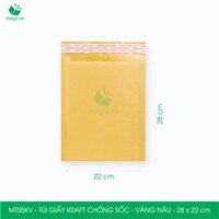 MTSKV - 25 túi giấy Kraft bọc bóng khí gói hàng chống sốc màu vàng nâu - NHIỀU KÍCH THƯỚC - MTS5KV - 28x22 cm