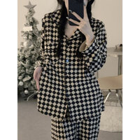 [MTT chọn Hot sale] Bộ đồ ngủ ca rô bàn cờ Ngọt Ngào Phong cách Instagram quần dài tay kiểu mới xuân thu Bộ đồ mặc nhà gái xinh đẹp giá trị cao
