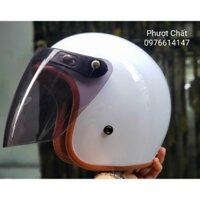 Mũ 3/4 trắng lót nâu lên kính chắn bụi cao cấp