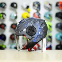 Mũ 3/4 YOHE 851 Camo Xám Xanh Dương Nhám