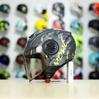 Mũ 3/4 YOHE 851 Camo Xám Xanh Vàng Neon Nhám