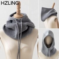 Mũ Balaclava HZLING, Cổ Áo Sợi Len Ấm Áp Mũ Trùm Đầu Nữ, Khăn Dệt Kim Thời Trang Mũ Chui Đầu Chống Gió Đa Năng Nam Nữ
