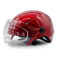 Mũ Bảo Hiểm 12 Đầu Có Kính Protec VIC, Mẫu Kính Mới, An Toàn, Chắc Chắn, Thời Trang - Hàng Chính Hãng - Size XL - Đỏ Đô