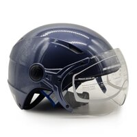 Mũ Bảo Hiểm 12 Đầu Có Kính Size Lớn Protec VIC, Mẫu Kính Mới, An Toàn, Chắc Chắn, Thời Trang - Hàng Chính Hãng - Size L - Tím Than Bóng