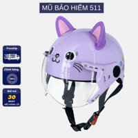 Mũ Bảo Hiểm 1/2 Trẻ Em VARO Kính Càng Tem Mèo Donut Dễ Thương Cho Bé (Tặng Tai Mèo)