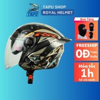 Mũ bảo hiểm 3/4 2 kính Royal M268 lên tem BMW Xám size L,XL thêm đuôi gió  - Tapu Shop Helmet Henry's