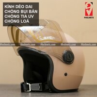 Mũ bảo hiểm 3/4 đầu có kính Asia MT124K, nón bảo hiểm màu kem sữa bóng kiểu dáng thời trang unisex