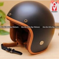 Mũ bảo hiểm 3/4 đầu đen lót nâu chính hãng, nón bảo hiểm NTMAX thời trang đệm mút xốp EPS thoáng khí