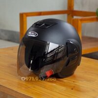 Mũ Bảo Hiểm 3/4 đầu Gr0 V2, dáng Honda cho nam và nữ, khóa kim loại chắc chắn- ĐEN NHÁM