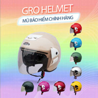 MŨ BẢO HIỂM 3/4 đầu GRO Helmet VO có kính, kiểu dáng Honda trẻ trung cho nam và nữ, khóa kim loại