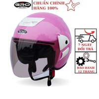 Mũ Bảo Hiểm 3/4 đầu Gro V2, dáng Honda cho nam và nữ, khóa kim loại chắc chắn - Hồng Nhạt