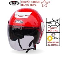Mũ Bảo Hiểm 3/4 đầu Gro V2, dáng Honda cho nam và nữ, khóa kim loại chắc chắn - Đỏ tươi