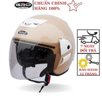 Mũ Bảo Hiểm 3/4 đầu Gro V2, dáng Honda cho nam và nữ, khóa kim loại chắc chắn - Kem sữa
