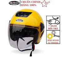 Mũ Bảo Hiểm 3/4 đầu Gro V2, dáng Honda cho nam và nữ, khóa kim loại chắc chắn - Vàng đậm