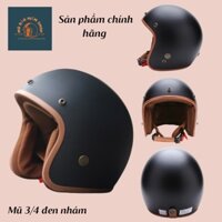 Mũ bảo hiểm 3/4 đầu NTMAX màu đen nhám , Free size nam nữ , Mũ Bảo Hiểm Shop