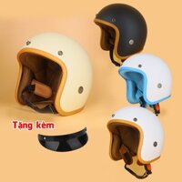 Mũ bảo hiểm 3/4 đầu SRT Classic viền nâu, lót màu cao cấp - tặng kèm lưỡi trai