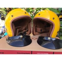 Mũ bảo hiểm 3/4 đầu Tặng lưỡi trai, Đạt Chuẩn CR, viền nâu, Lót Màu Nâu Cao Cấp