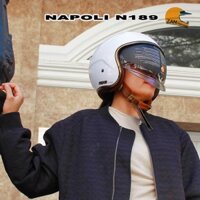 Mũ bảo hiểm 3/4 Kính Âm chống UV NAPOLI chính hãng màu trắng đủ SIZE cho nam và nữ