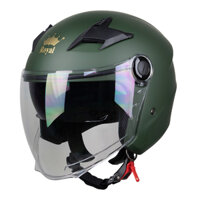 Mũ bảo hiểm 3/4 M268 2 Kính Chính Hãng ROYAL Xanh Lính- Nón bảo hiểm 2 Kính Tiện lợi