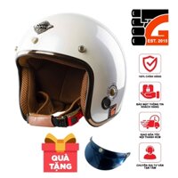 Mũ Bảo Hiểm 3/4 Napoli SH Ruby N099 trắng bóng lót nâu – Bảo Hành 12 Tháng