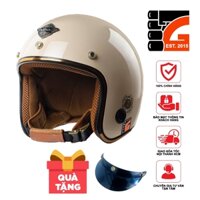 Mũ bảo hiểm 3/4 Napoli SH Ruby N099 New kem bóng lót nâu - Freesize Bảo hành 12 tháng