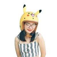 Mũ Bảo Hiểm 3/4 Pikachu Màu Vàng Có Tai Kết Hợp Kính Phi Công Và Kính UV400 Helmet