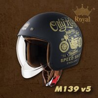 Mũ bảo hiểm 34 Royal M139 Kính Âm - Nhiều Màu - Phong Cách Cổ Điển - V5 Oily Đen Nhám - L