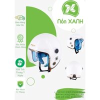 Mũ Bảo Hiểm 3/4 SRT Kính Phủ liền - viền đồng cao cấp - TRẮNG LÓT XANH