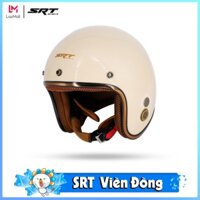 Mũ Bảo Hiểm 3/4 SRT Ruby Cao Cấp - mũ phượt - nón 3/4 - Màu Trắng Kem