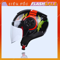 Mũ Bảo Hiểm 3/4 Yohe 851 Gloss Black Red Chính Hãng, Mũ Bảo Hiểm 3/4 Cao Cấp