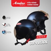 Mũ Bảo Hiểm Andes 3S-103DL, Kiểu 3/4 Đầu Có Kính, Ôm Đầu, Dành Cho Nam/Nữ Có Vòng Đầu 56 cm