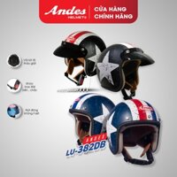 Mũ Bảo Hiểm Andes Luxury 111 & 382DB, Kiểu 3/4 Đầu Không Kính, Nhiều Màu Sắc