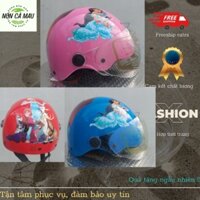 Mũ bảo hiểm chính hãnh trẻ em 1/2 trang bị kính chắn cao cấp,  nón bảo hiểm thương hiệu asia cho bé gái 4 _ 8 tuổi