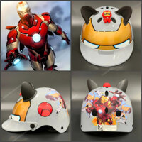 Mũ bảo hiểm cho bé hình siêu nhân Ironman sticker 3D cute đạt chuẩn an toàn giao thông