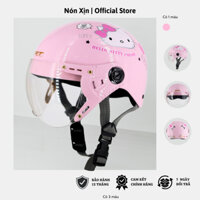 Mũ Bảo Hiểm Cho Bé In Hình Hello Kity Có Kính Siêu Dễ Thương - Dành Cho Bé Từ 4 - 10 tuổi - FreeSize - Bảo hành 12 tháng