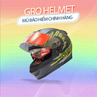 MŨ BẢO HIỂM có cằm GRO HELMET ST26 2 kính sơn đen trơn nhám dành cho nam, size 56-59cm