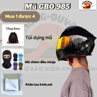 Mũ bảo hiểm fullface 2 kính chính hãng GRO 985 (tặng túi đựng mũ,khăn lau kính,mũ trùm đầu ninja)
