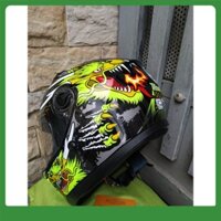 Mũ bảo hiểm fullface AGU Rồng xanh lá + balo đựng mũ chống xước nhập chính hãng