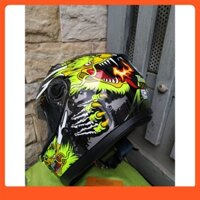 Mũ bảo hiểm fullface AGU Rồng xanh lá + balo đựng mũ chống xước siêu rẻ