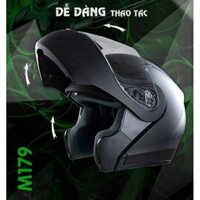 Mũ Bảo Hiểm Fullface Lật Cằm 2 Kính Royal M179 Vân Carbon - size L và XL